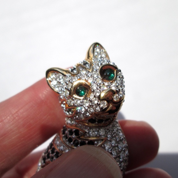 ✨🐱 Swarovski Vintage 1999 Swan Mark Rare Retired Cat Brooch Gold Tone Crystal - Picture 14 of 14